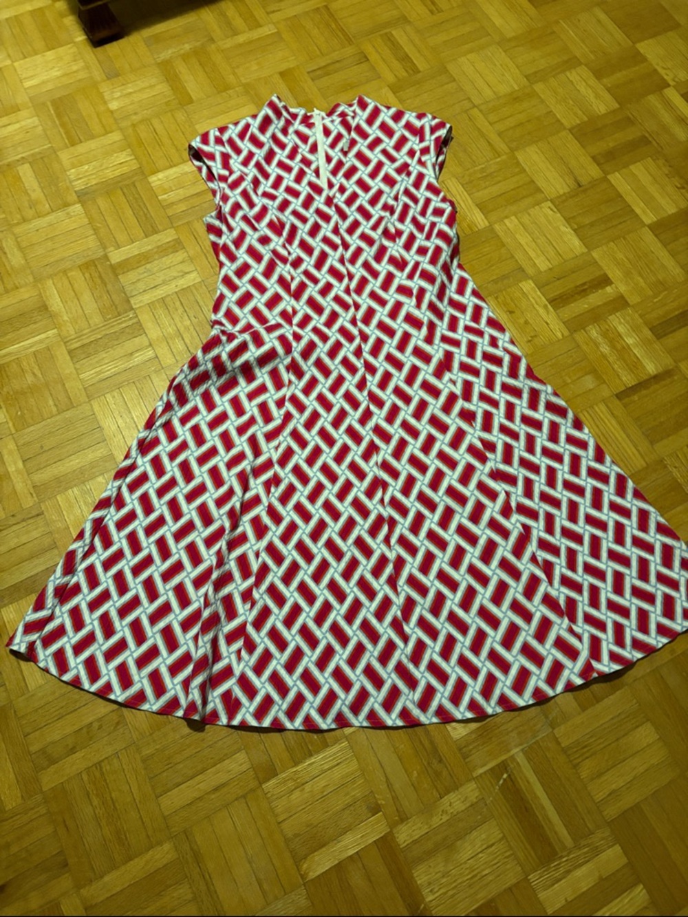 Fox’s Red Geometric Fit-and-Flare Dress